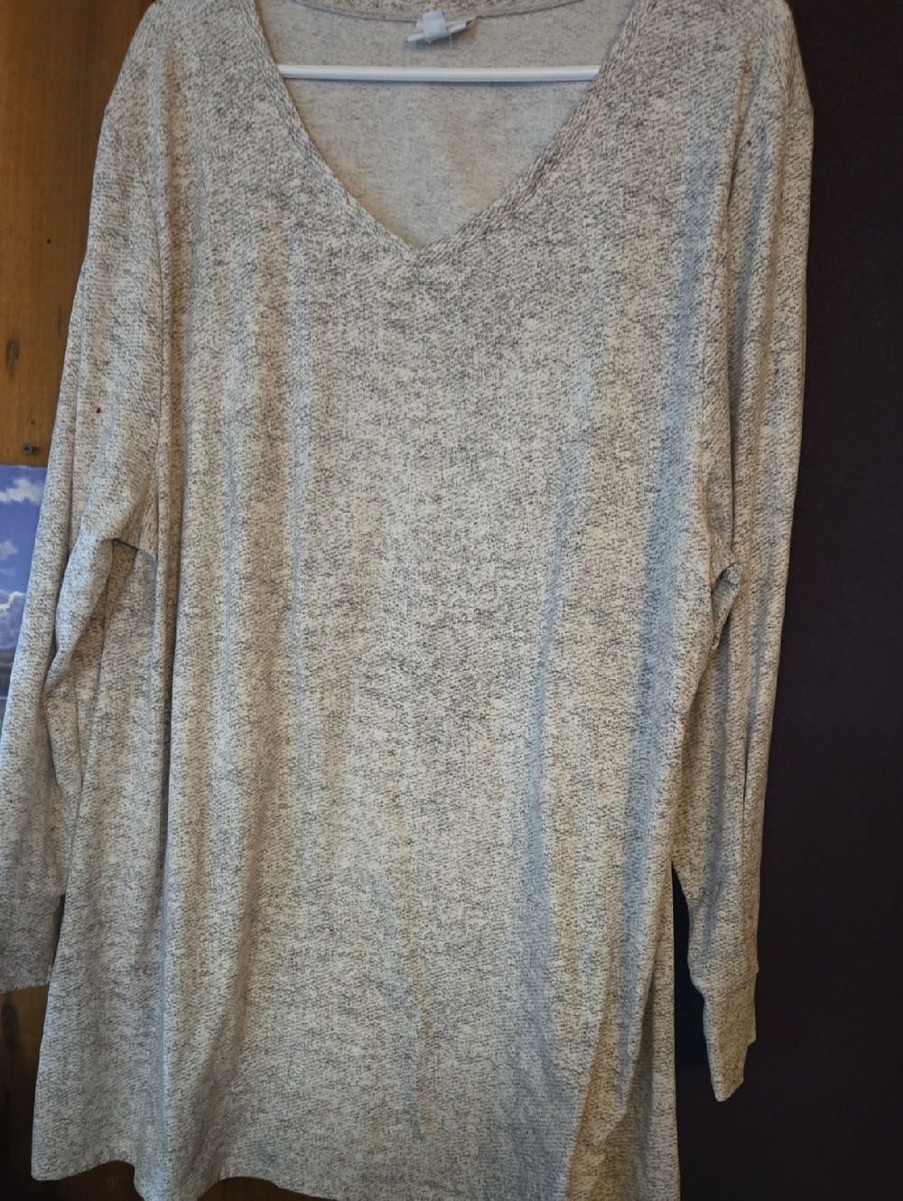 LuLaRoe Neutral Marled Gray-Cream Knit Top